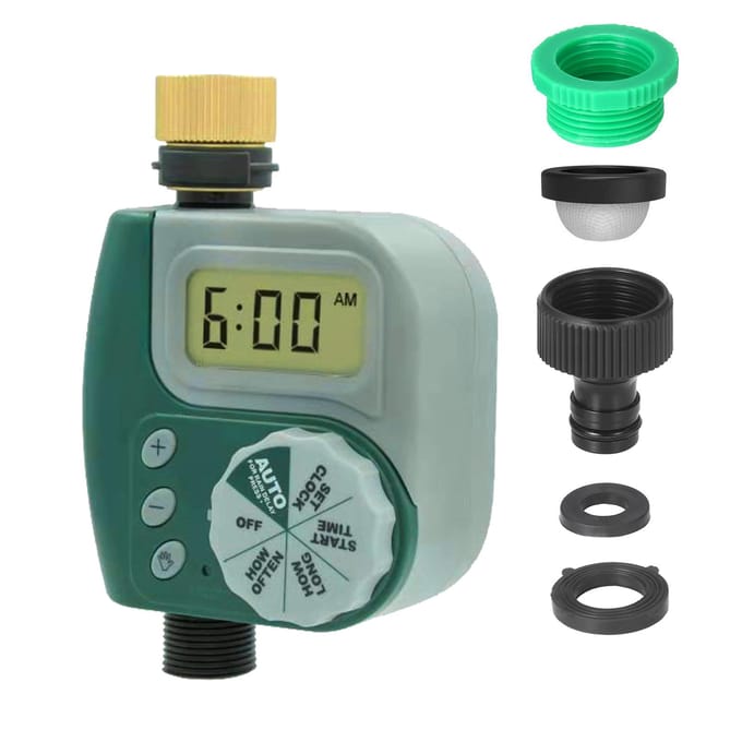Digitale programmeerbare watertimer Weerbestendige tuingazonkraan Slangtimer Automatische irrigatie UK donkergroene kleur