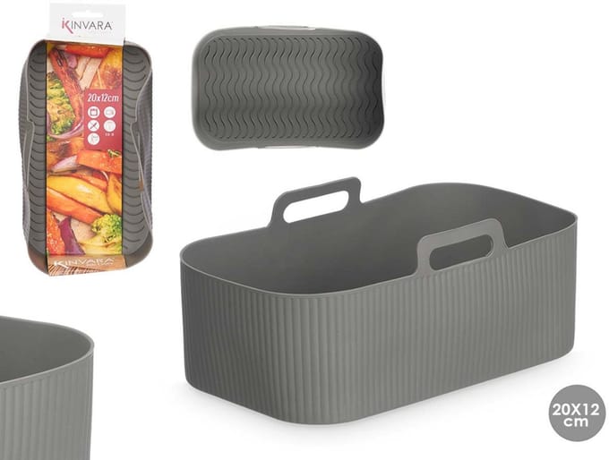 Kinvara - Airfryer Bakjes - Grijs - Siliconen - Herbruikbaar - 20x12 CM