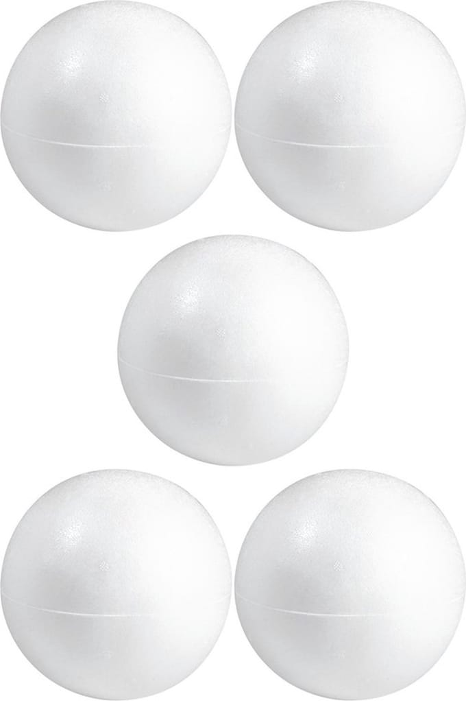 Piepschuim hobby vorm - 5x - bol - 15 cm - DIY knutsel figuren - halve schalen
