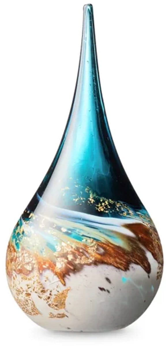 Urn Glazen Druppeltje Eturnal Elegance-line small drop turquoise Druppel Glas Mini Urn Urn Voor As E02DE-TQ