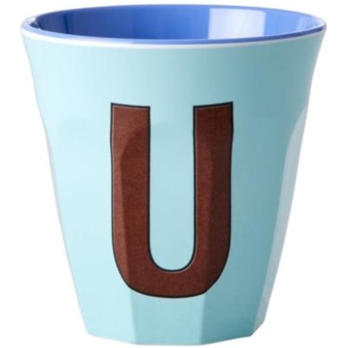 Rice melamine beker medium letter u mint
