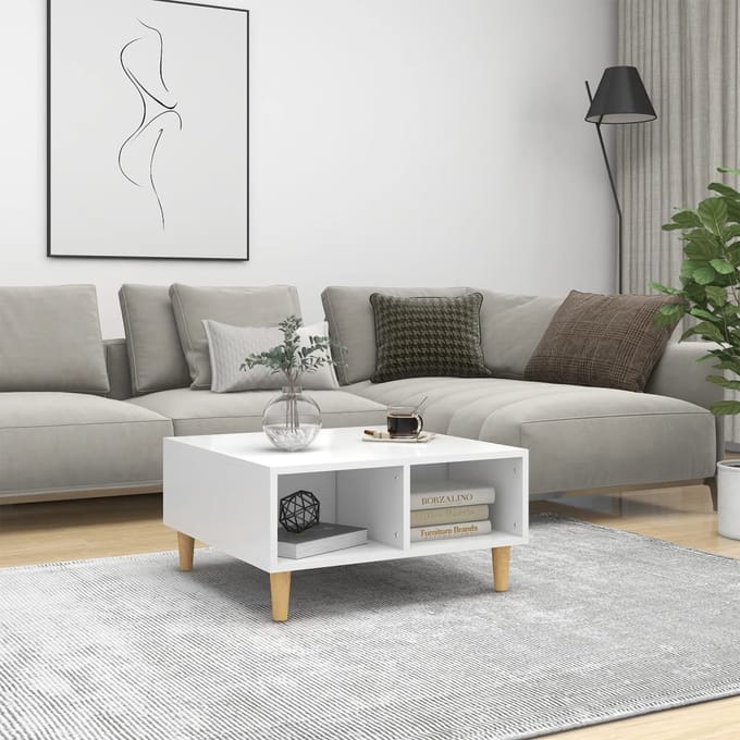 vidaXL - Salontafel - 60x60x30 - cm - bewerkt - hout - wit