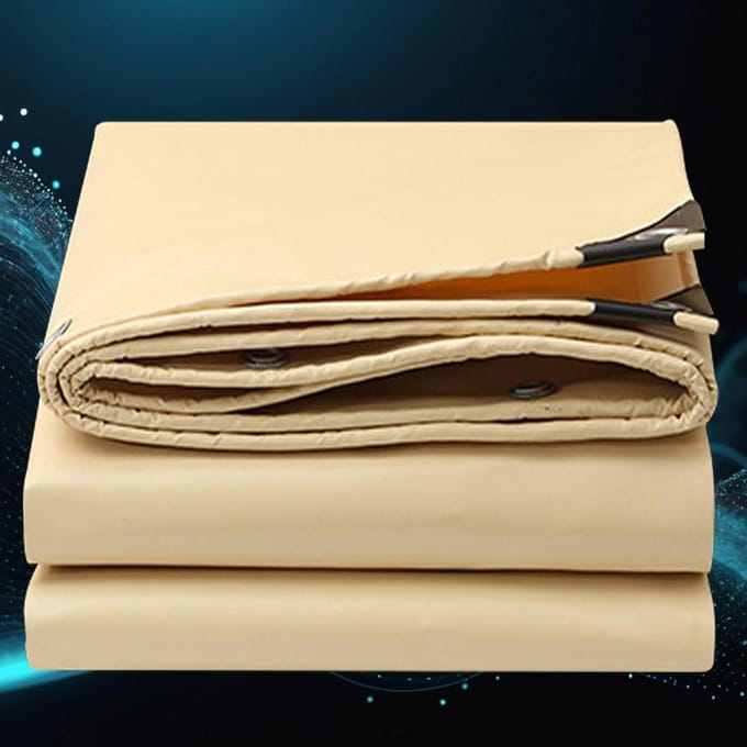 Afdekzeil Waterdicht - Zeil met Ogen - Bescherming Buiten - Scheurvast Polyethyleen - 3 x 4.5 m - Beige