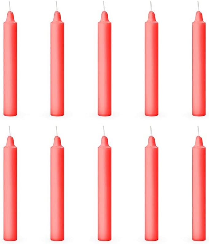 Set van 10 Rituele Stokkaarsen voor Chakra's en Decoratie (Rood)
