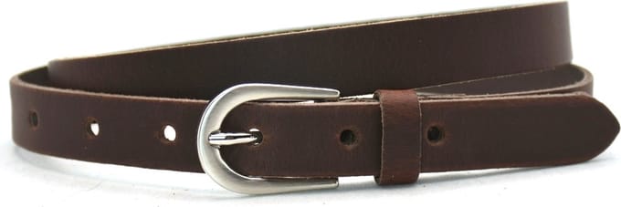 Dames Riem Leer Bruin - 2 cm Breed – Smalle Leren Dames Riem Bruin - Taillemaat 85