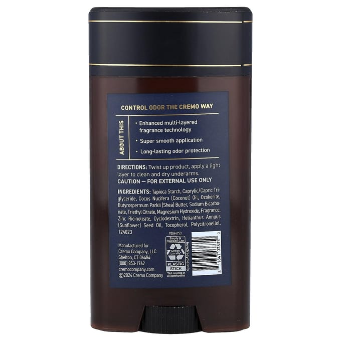 Cremo, Deodorant, Palo Santo, 75g (2.65oz) black