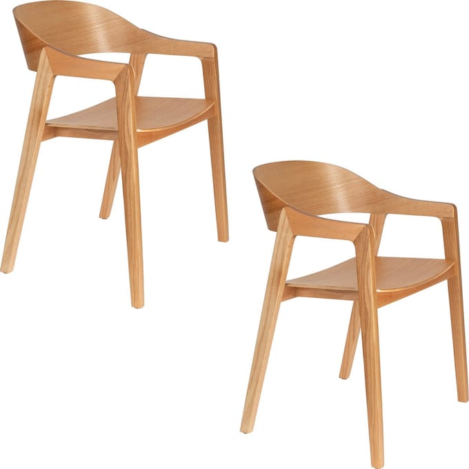 Dutchbone Westlake Eetkamerstoelen Armleuning Naturel - Set van 2