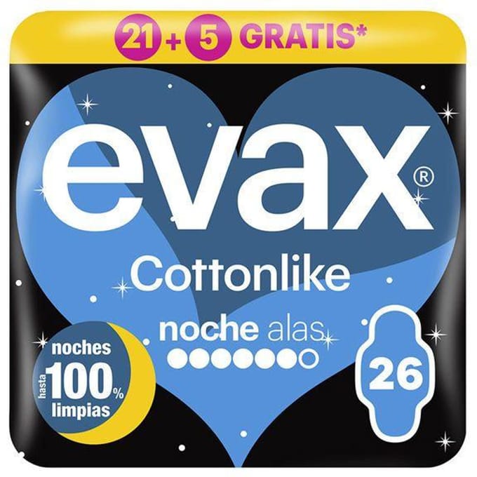 Serviettes Hygiéniques COTTONLIKE compresas noche alas 26 u
