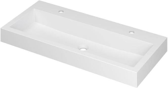 INK Momento Wastafel Polystone met 2 Kraangaten - 1000x450x90 mm - Mat Wit