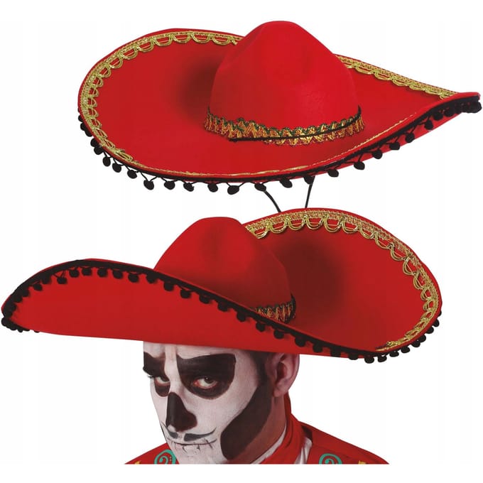 Chapeau Mexicain Sombrero Mexicain Rouge Feutre Bal de Carnaval