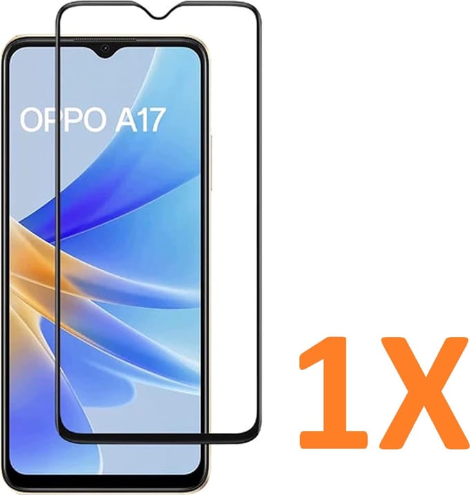 Volledige dekking Screenprotector Glas - Tempered Glass Screen Protector Geschikt voor: Oppo A17 - 1x