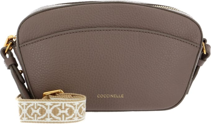 COCCINELLE Leren Schoudertas Enchanteuse Mini Bag Grained Leather Warm Taupe