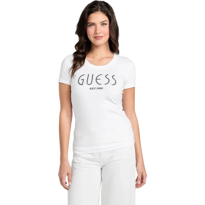 Printed Short Sleeve Round Neck T-Shirt Wo - White Shirts
