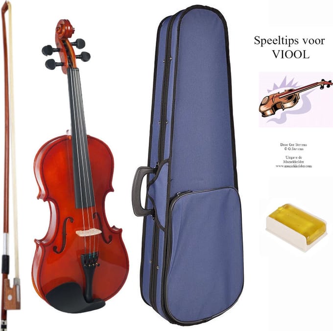 Viool Leonardo LV 1044, speelklaar, Gratis tip/oefenboek.
