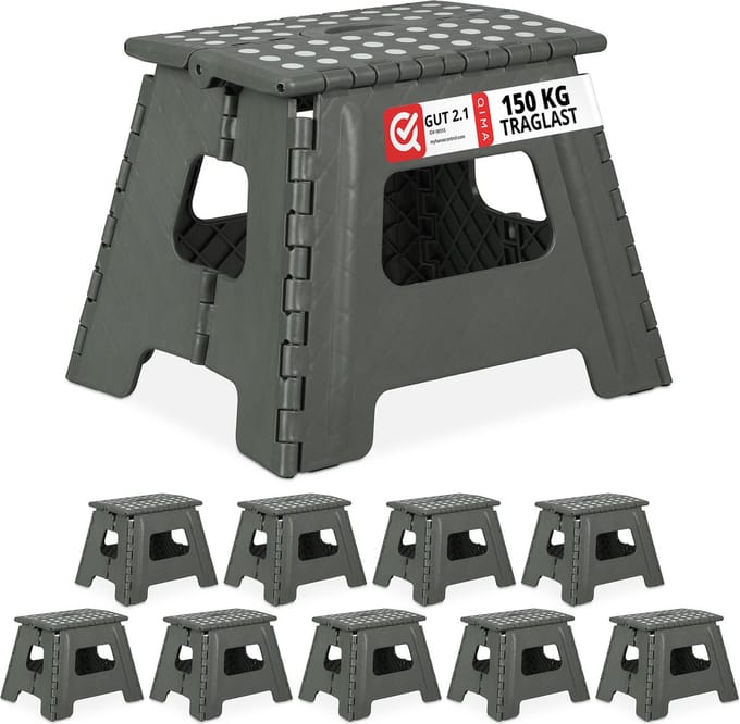 10x opstapje inklapbaar - tot 150 kg - 30x37x29 cm - caravan - lichtgrijs