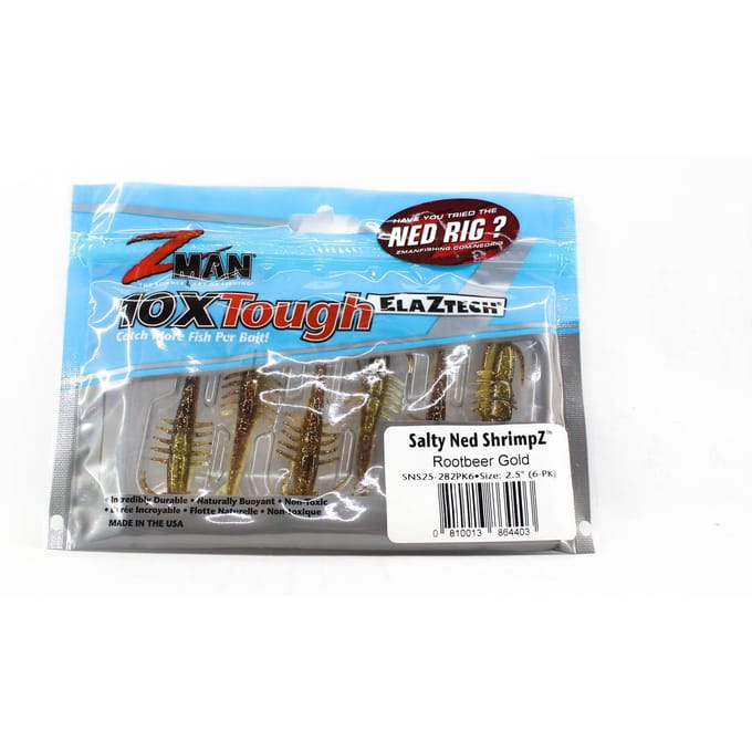 Zman Soft Lure Salty Ned ShrimpZ 2,5 Inch 6/Pack Rootbeer Goud (4403)