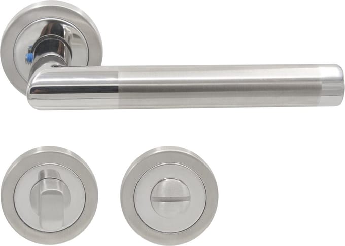 Slotman Solutions Deurklink WC – RVS – Rond Rozet – Toiletsluiting – Deurbeslag Set