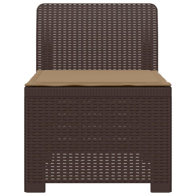 vidaXL - Eén-zits - Tuin - Sofa - met - Kussen - Rieten - Look - PP - Bruin