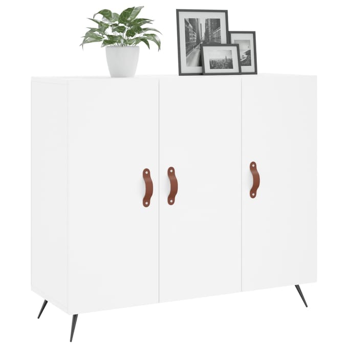 vidaXL - Dressoir - 90x34x80 - cm - bewerkt - hout - wit