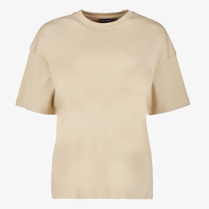TwoDay oversized dames T-shirt beige - Maat S