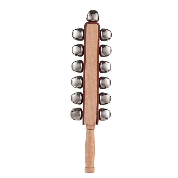 Hand Jingle Bells Handslee Bells Houten Shaker Jingle Bells Stick Muzikaal Percussie-instrument rood
