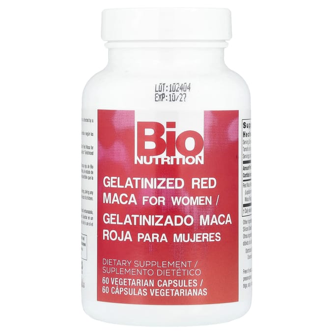 Vrouwen Gelatiniseerde Rode Maca, Plantaardige Capsules 60 (500 mg per capsule)