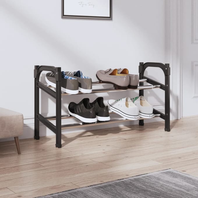 vidaXL - Schoenenrek - met - 2 - schappen - verlengbaar - 119x24x37 - cm