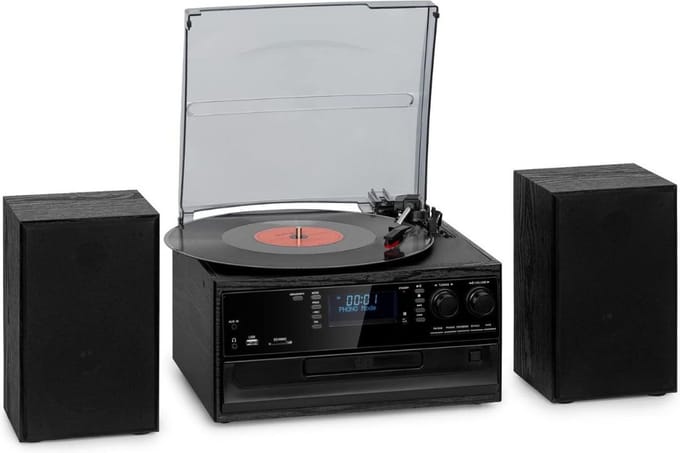 Platenspeler Bluetooth met Speakers - CD Speler - LPS Vinyl - Retro - Zwart