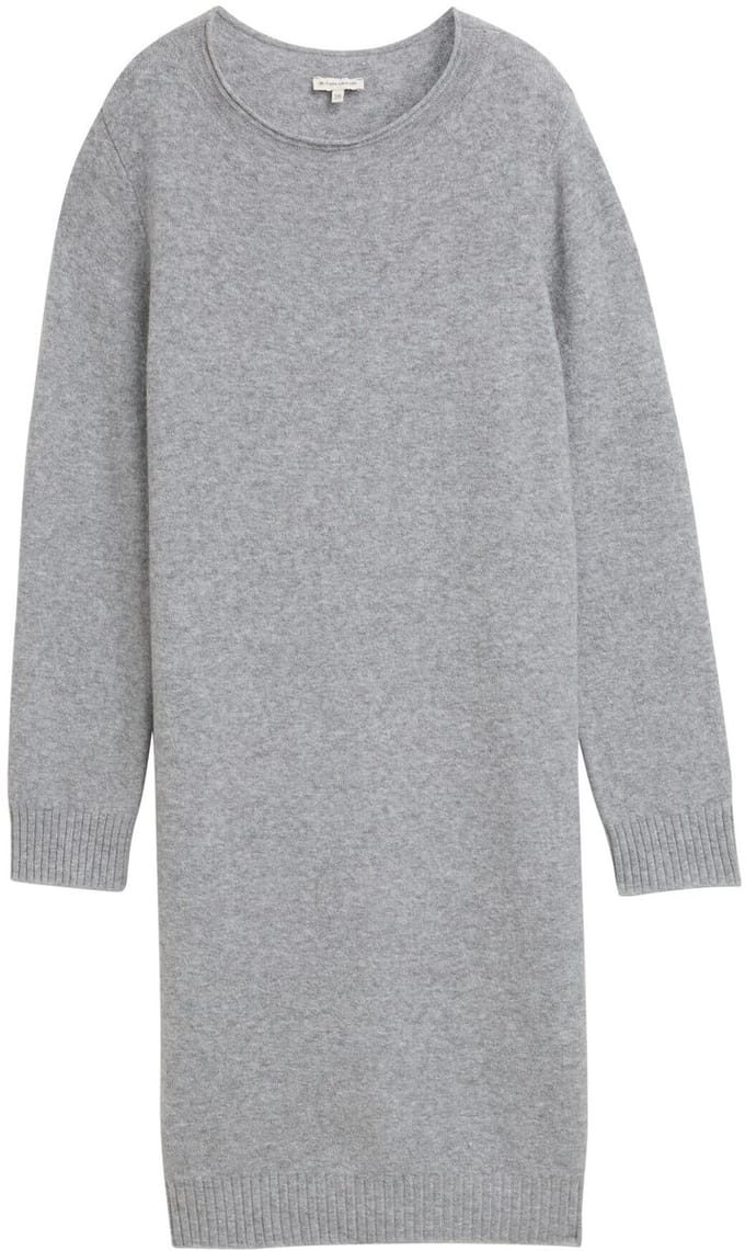 Tom Tailor - Gebreide jurk met boothals - Maat 40 - medium silver grey melange