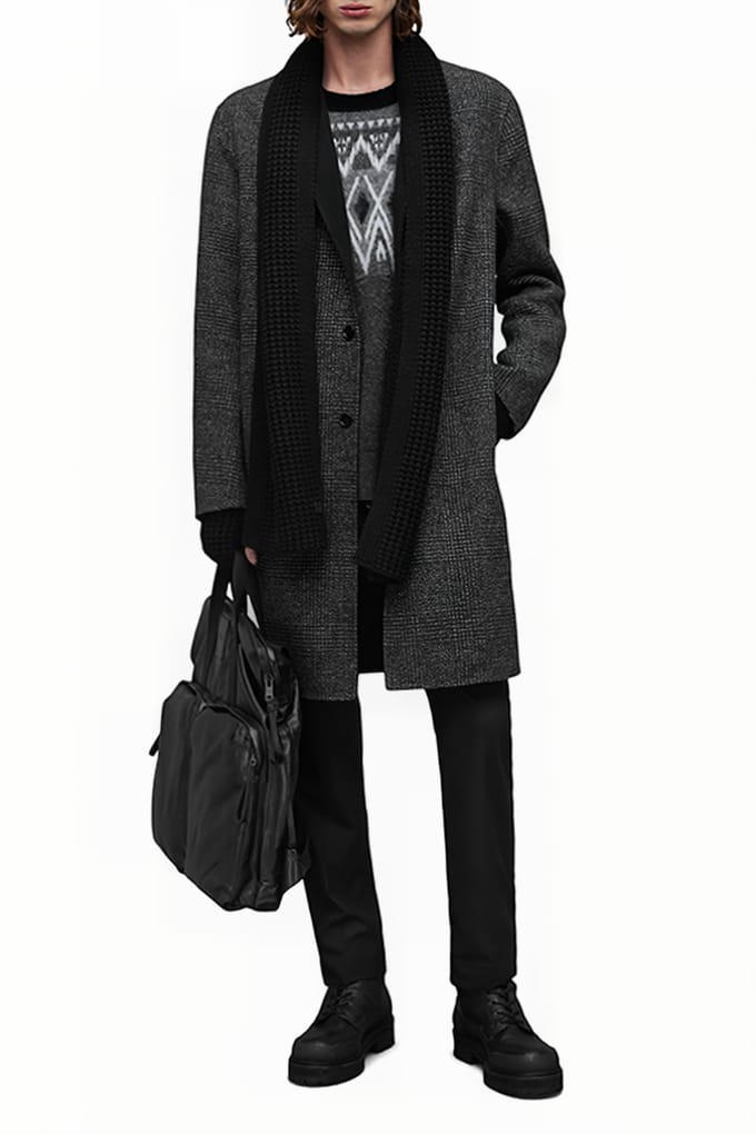 AllSaints Monroy Coat Black/grey Taglia: 52 | Cappotti monopetto Outlet | Uomo | Nero