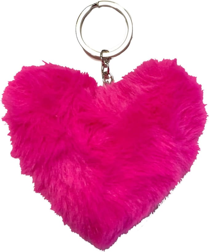 Cadebo Valentijn Cadeautje voor haar / hem - Sleutelhanger Pluche Hart 9 cm - Roze