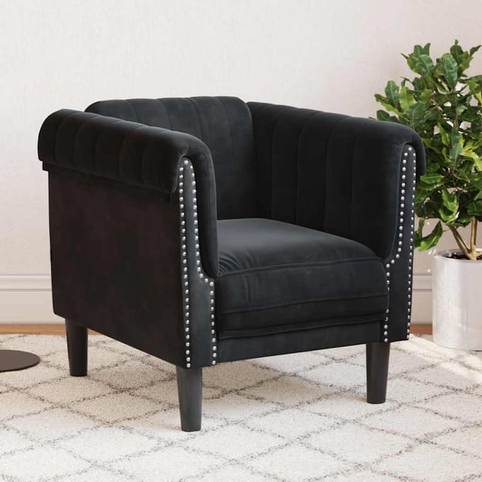 vidaXL - Fauteuil - fluweel - zwart