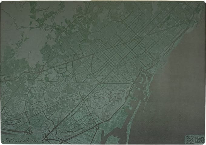Place Maps Placemat Skyline Antwerpen - Centraal Station - Kunstleer - Champagne - 1 Stuk