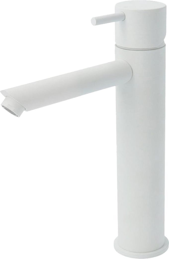 Hotbath Cobber - Wastafelmengkraan - zonder Waste - Laag - Wit - Opbouw - Messing - V05