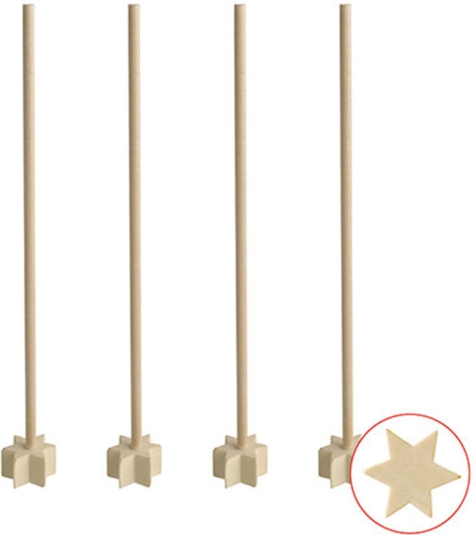 Cocktailstampers - 100x - hout - ster vormig - herbruikbaar - 17 cm