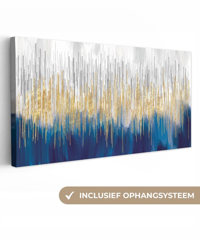Canvas - Olieverf - Abstract - Schilderij - Kunst - 40x20 cm - Interieur - Woondecoratie