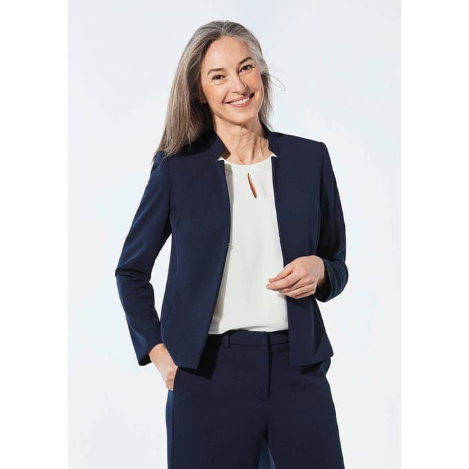 Goldner Jerseyblazer Elegante feestelijke blazer met opstaande kraag