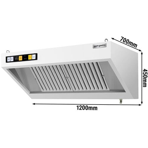 GGM Gastro Wandhaube mit Motor - 1200mm - Regler, Filter & Lampe