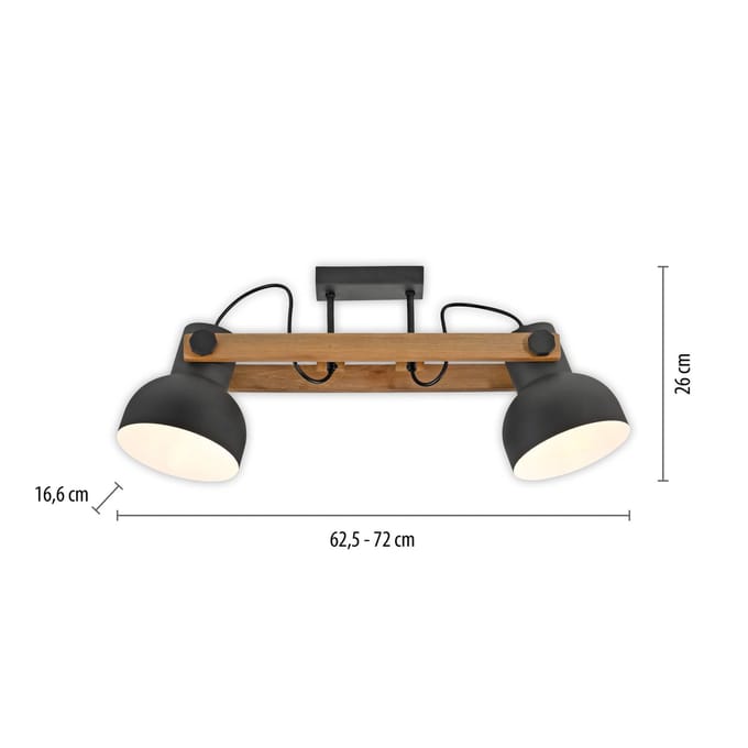 JUST LIGHT. GmbH JUST LIGHT. Plafondlamp Cup 2.0, 2-lamps zwart, metaal