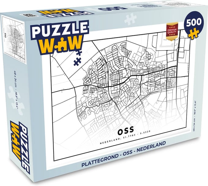 Puzzel Plattegrond - Oss - Nederland - Legpuzzel - Puzzel 500 stukjes - Stadskaart
