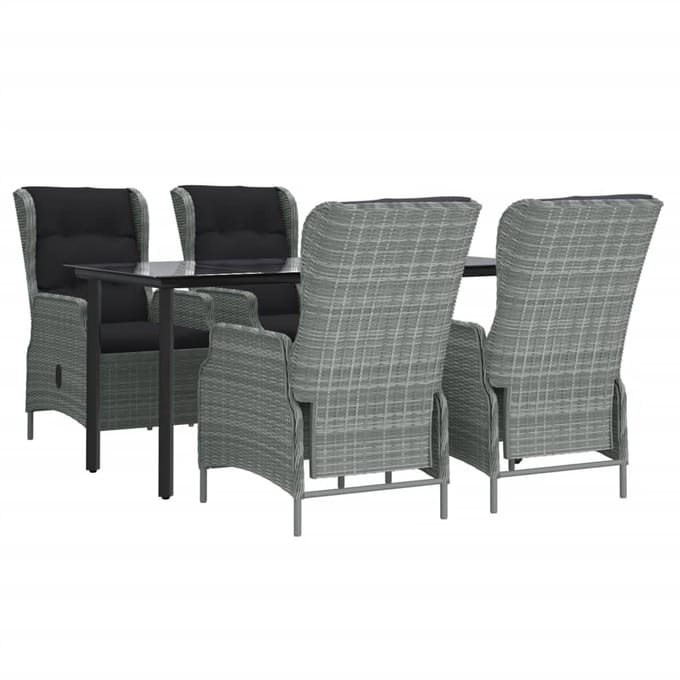 vidaXL - 5-delige - Tuinset - poly - rattan - lichtgrijs