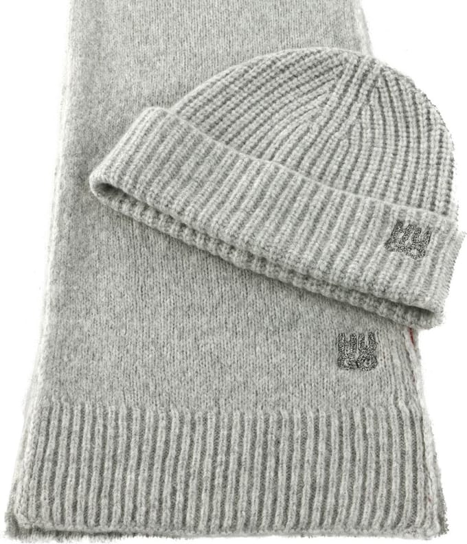 HUGO Dop Sjaal Sarmi Set Medium Grey Lichtgrijs