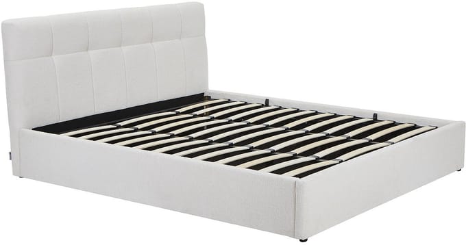 Vente-unique Bed met opbergruimte stof wit 180 x 200 cm (Super King Size Bed)