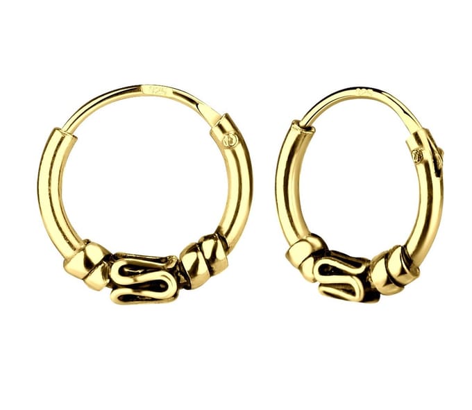 Joy|S - Zilveren Bali oorringen - 10 mm - gold plated