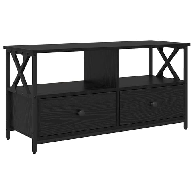 vidaXL TV-kast Zwart Eiken 90 x 33 x 45 cm Engineered hout en staal