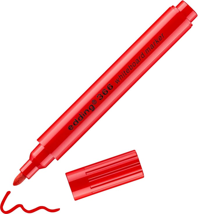 Edding 366, 1 stuk(s), Rood, Ronde punt, 1 mm, 104 mm, 11 mm