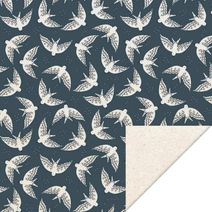 HOP - Cadeaupapier 70 cm - Birds Night Blue