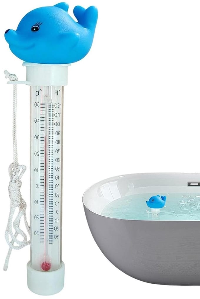 Zwembadthermometer Dier - Drijvende Meter - Water Temperatuur Meten - Gemakkelijk Afleesbaar - 20 Centimeter - Dolfijn