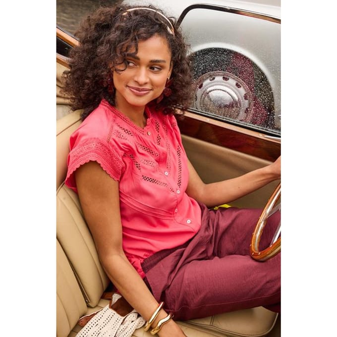 DIDI Dames Blouse Holiday sleeveless Geranium rose maat 46