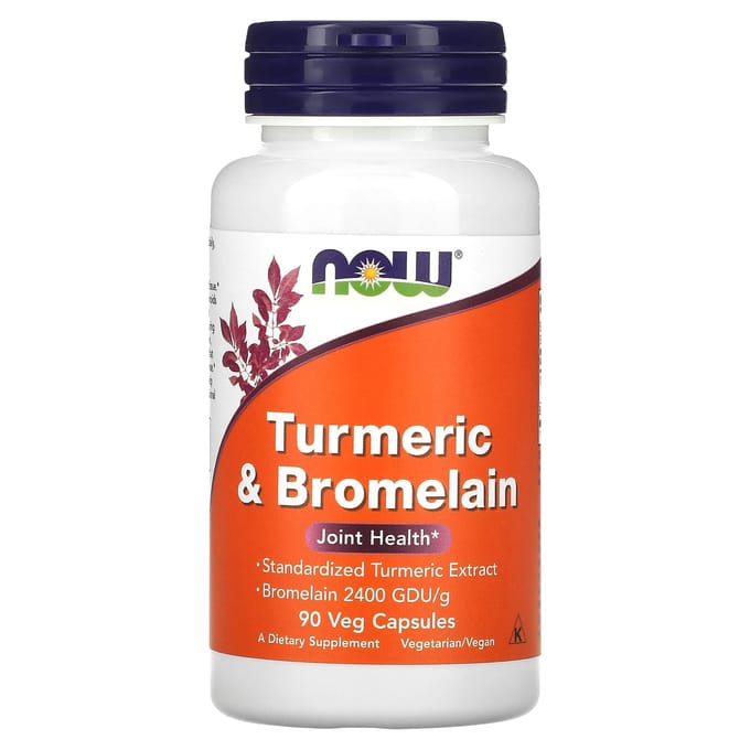 NOW Foods, Kurkuma & Bromelaïne, 90 Plantaardige Capsules